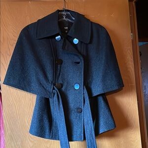 Chic Black Cape Coat with Belt